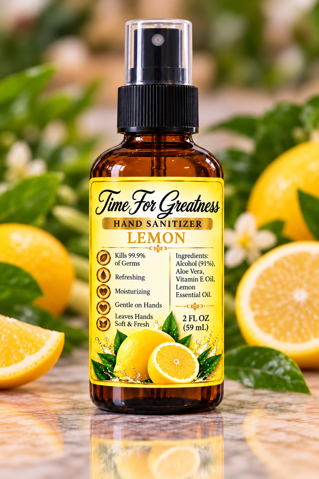 TIME FOR GREATNESS HAND SANITIZER (LEMON, LEMONGRASS & ORANGE