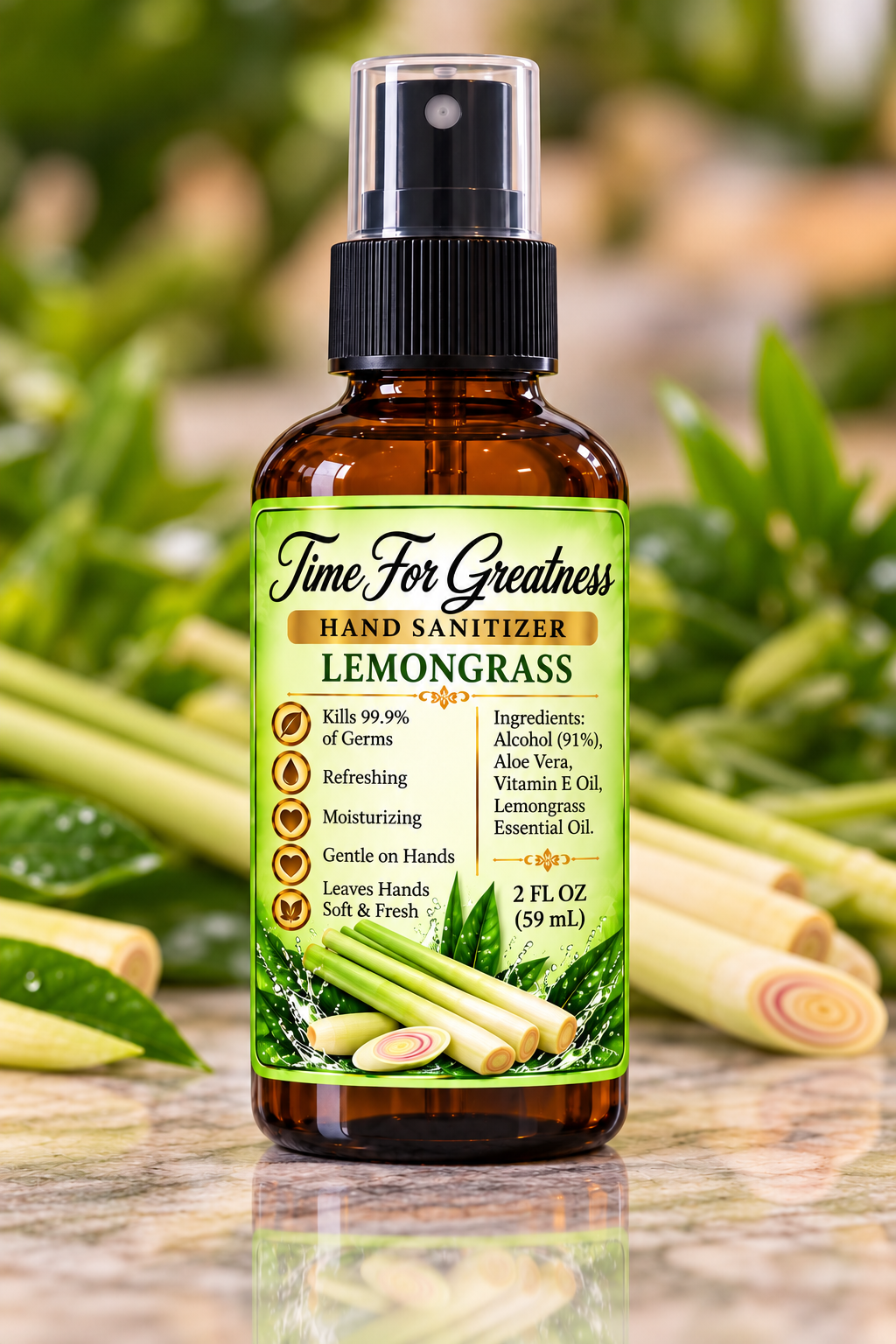 TIME FOR GREATNESS HAND SANITIZER (LEMON, LEMONGRASS & ORANGE